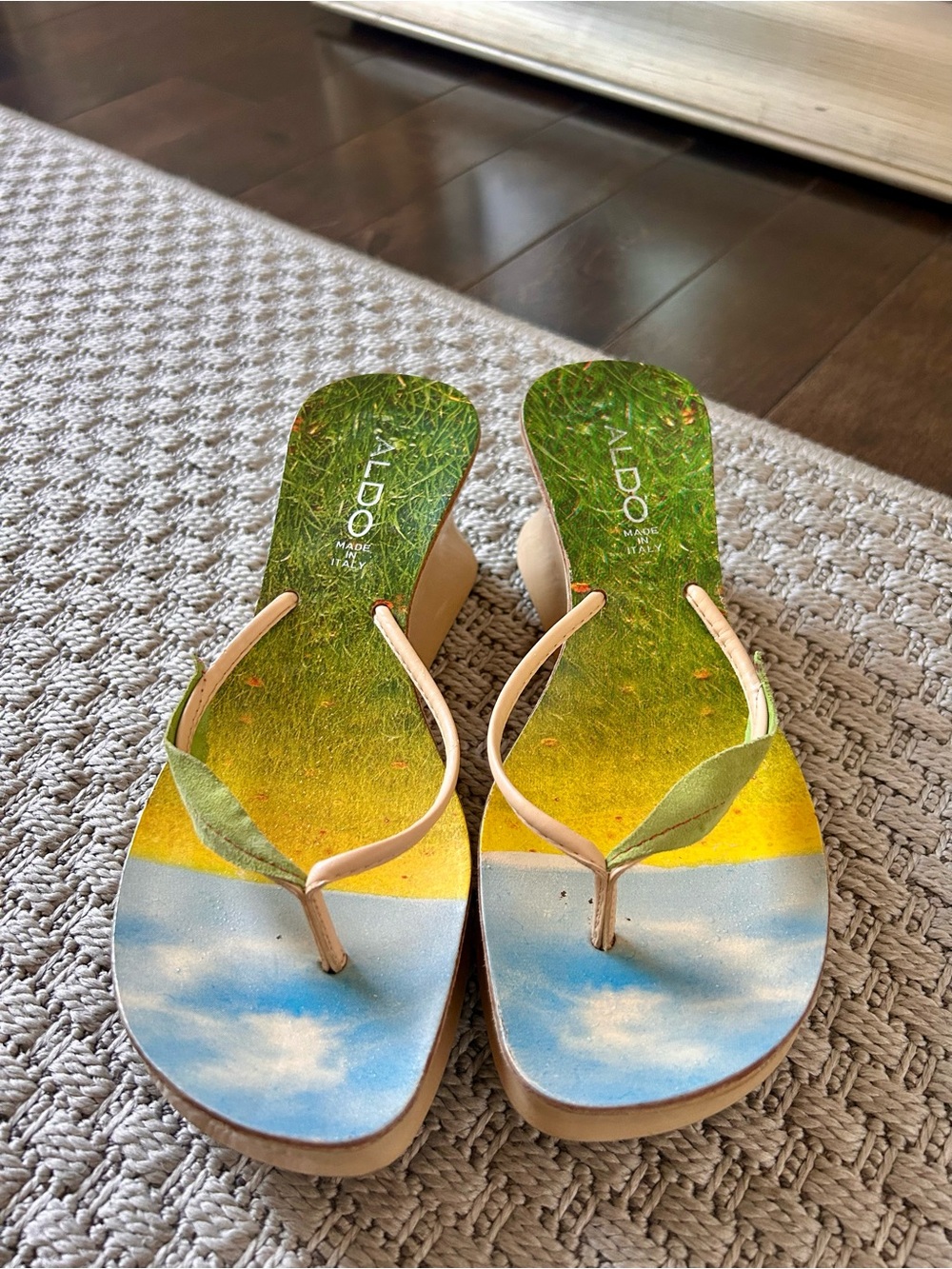 Aldo Multicolor Sky, Grass & Sunset Wedge Sandals